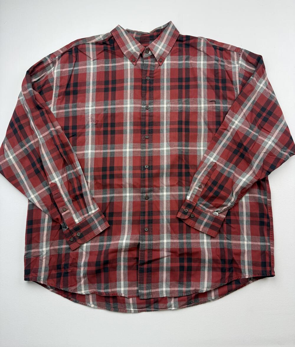 Eddie Bauer Shirt Mens 2XL Red Plaid Long Sleeve Flannel Button Up Casual Top